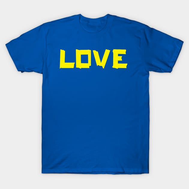 Love (word) Yellow T-Shirt by Splatty